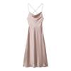 European American Women's Clothing Summer Sexy Backless Pleated Silk Satin Suspender Dress