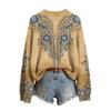 Women's Long Sleeve Crewneck Sweater, Soft Printed Pullover for Fall Winter