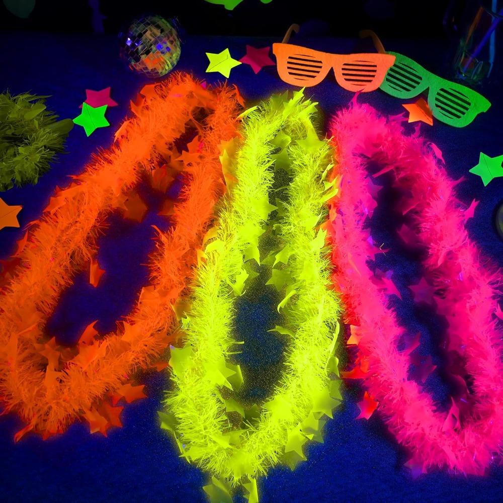 5pcs Glowing Large Fluorescent Garland Necklaces Five Star Lightweight Plastic Garland Birthdays