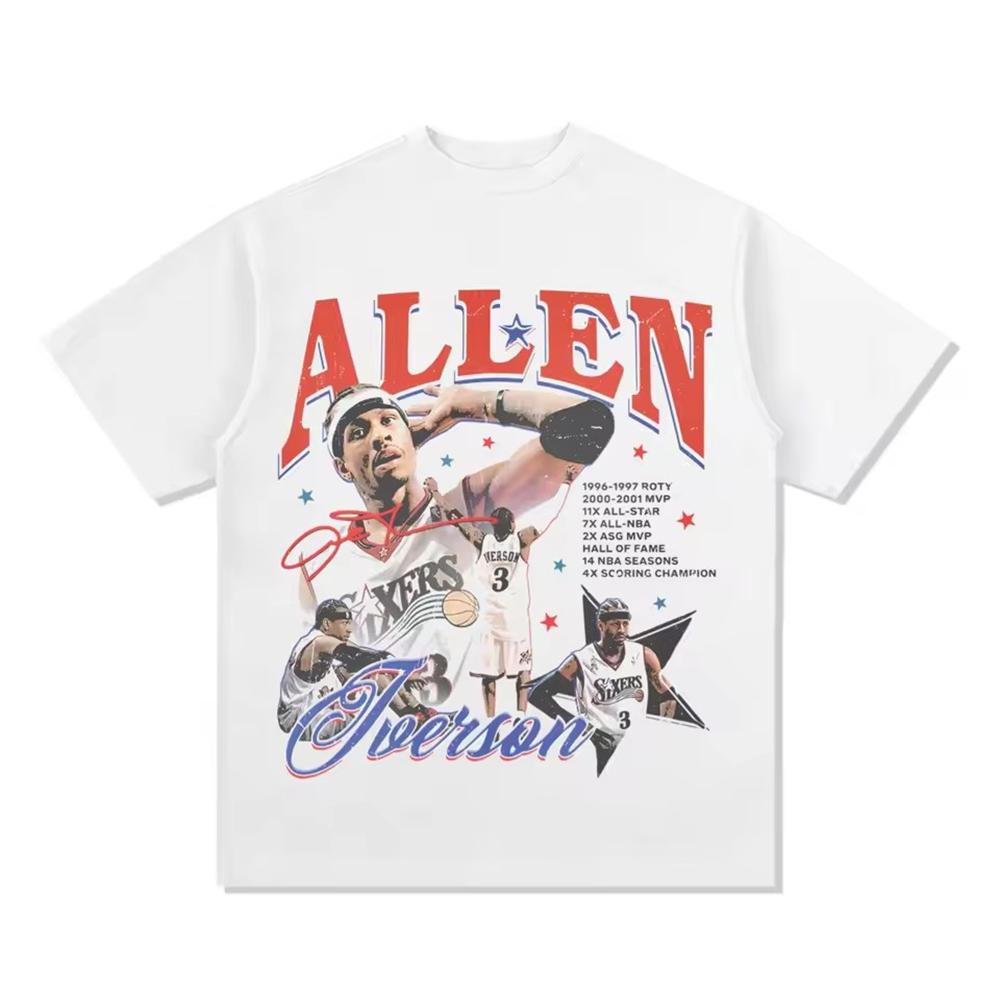 

Allen Iverson answer American basketball Unisex Men Women Clothing short sleeve Round Neck Printing Pullover T-shirt 33237 4XL