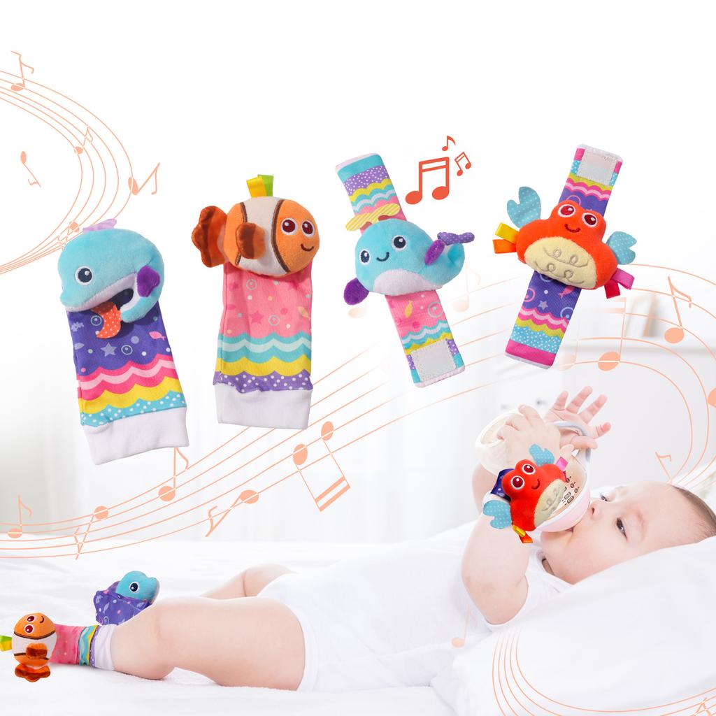 Calzini Sonaglini per Neonati Giocattoli Sensoriali Bambini da 0 a 12 Mesi Calzini per Neonato Piedi e Polsi Sonagli Calzini per Bambina Bambino