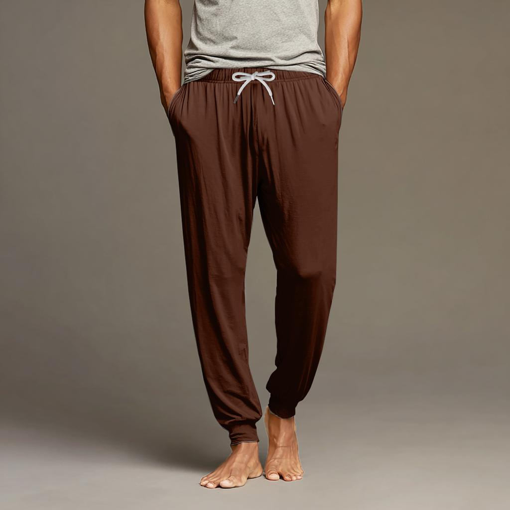 Men's Drawstring Pocket Cuffed Casual Pants Home Sleep Pants