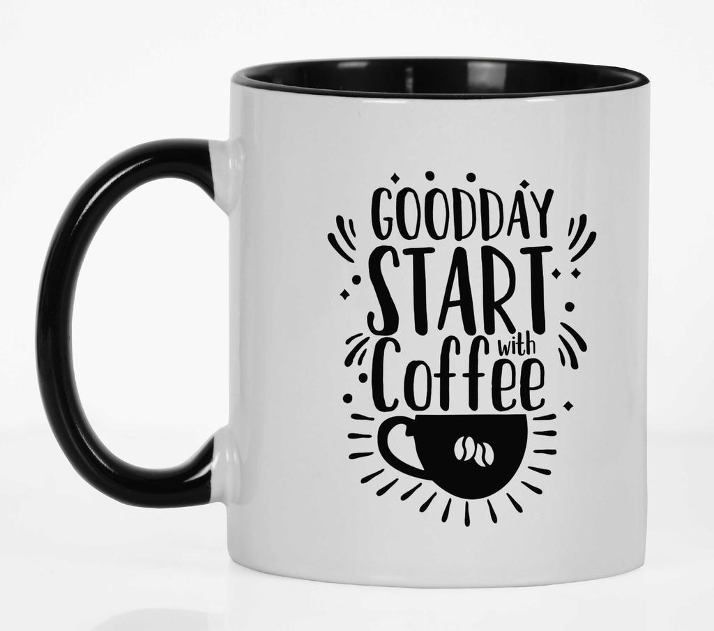 Inkdotpot Goodday Start With Coffee 11 Oz Ceramic Coffee Mugs Great For Co-worker Boss Gift For Coffee