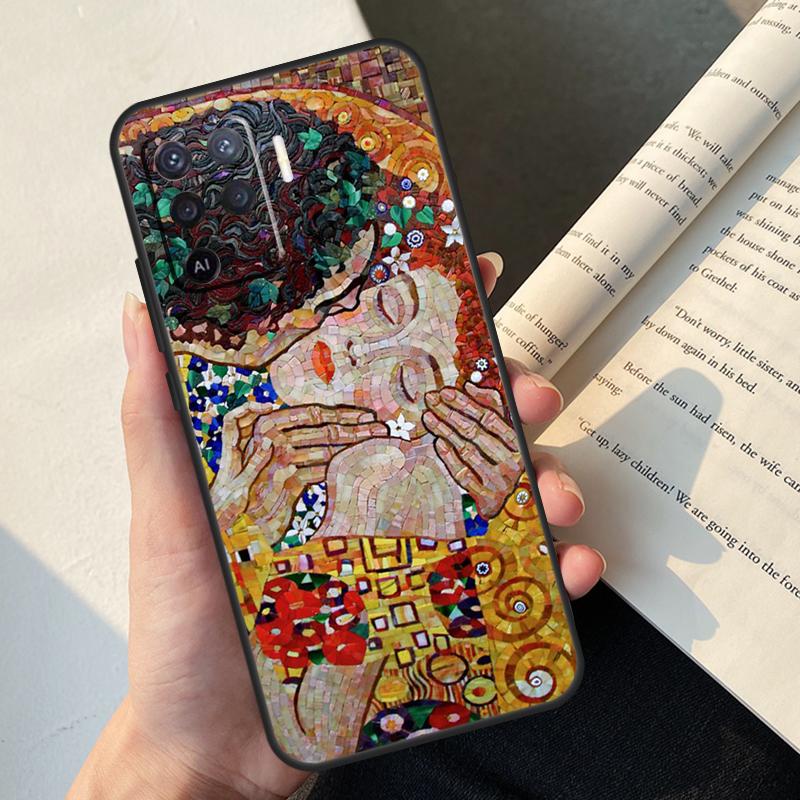Gustav Klimt Kiss Art Case For Oppo A80 A60 A40 A78 A38 A18 A98 A58 A96 A76 A16 A94 A74 A54 A15 A17 A57 A77 A5 Pro
