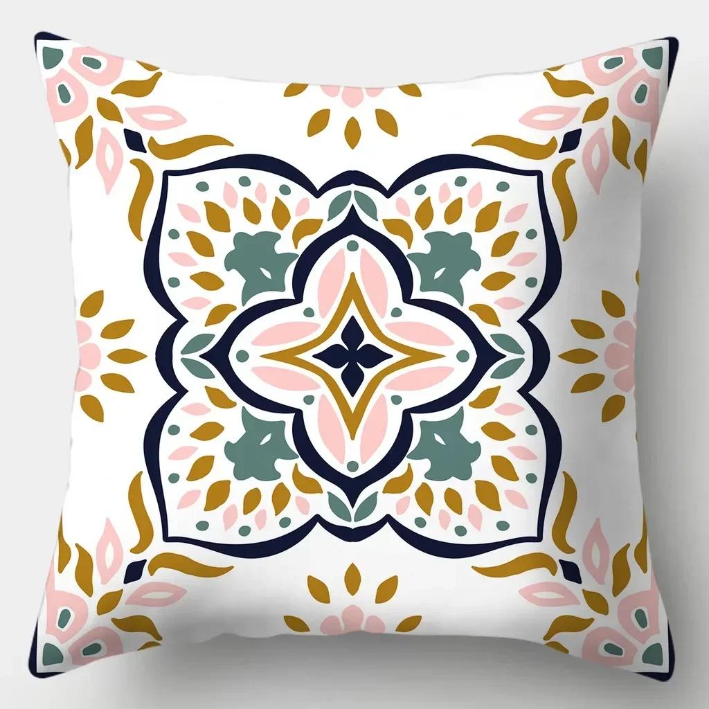 Fashion Retro Art Boho Style Pattern Printed Soft Square Pillowslip Polyester Cushion Cover Pillowcase Living Room Home Decor