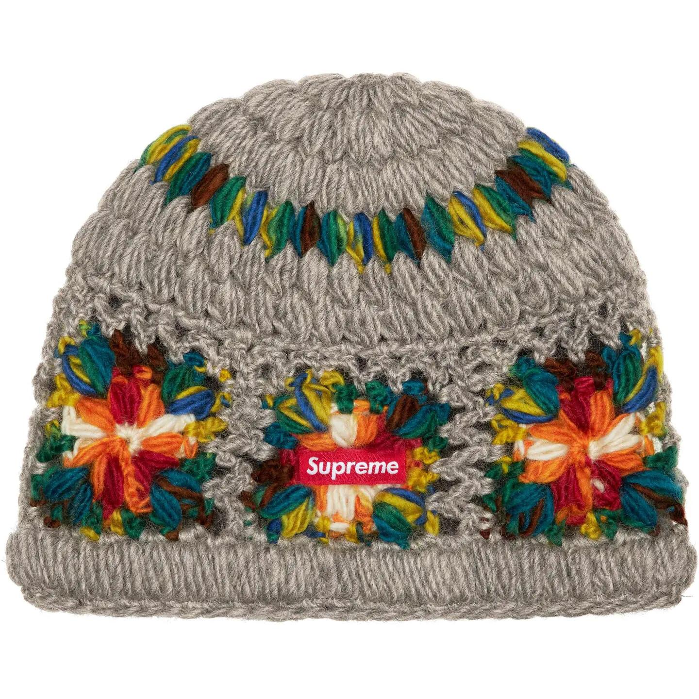 Supreme Crochet Beanie Grey One-Size