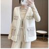Slightly Fat Lamb Wool Vest Autumn and Winter New Tweed Splicing Vest Vest Vest Fashion Coat Women