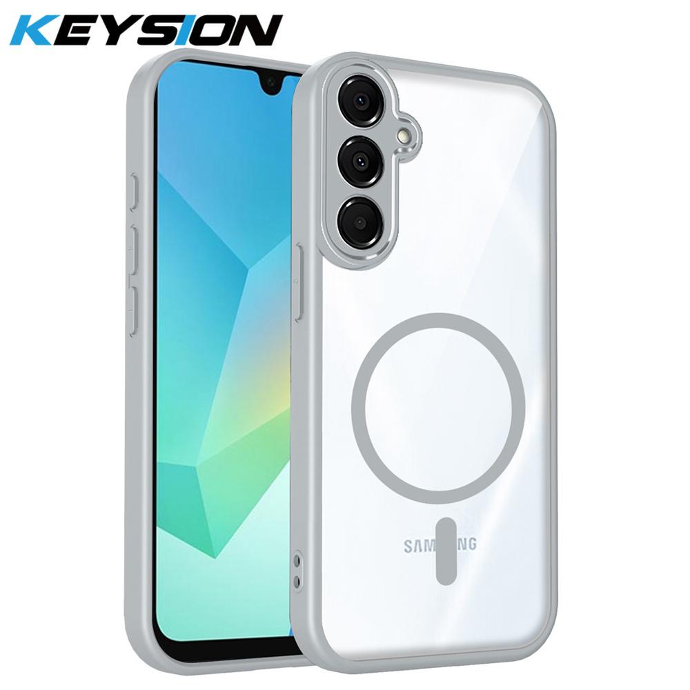 KEYSION Transparent Magnetic Phone Case for Samsung A56 5G A36 A26 5G Silicone+PC HD Clear Shockproof Cover for Galaxy A16 4G 5G