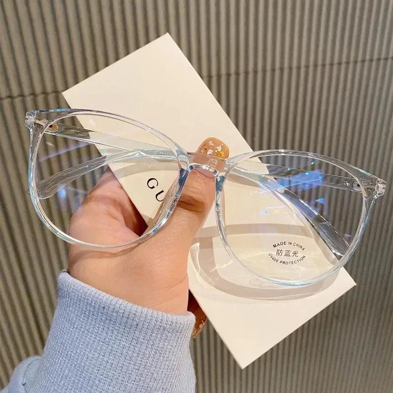 Women Popular Ins Finished Myopia Glasses Round Frame Blue Light Blocking Eyeglasses for Men Unisex Clear Minus Diopter Eyewear