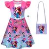 Hexe Jagd Mädchengruppe Kinder Cosplay Flatterärmel Milchseide Kleid mit Tasche