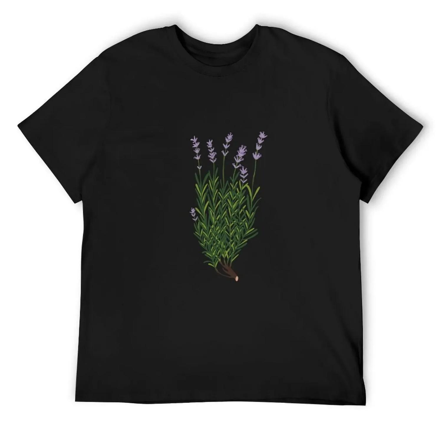Lavender botanical drawing T-Shirt fashion shirts customizeds Short sleeve tee vintage clothes fitted t shirts for men S
