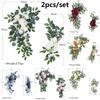 2pcs Artificial Flowers Wedding Backdrop Wreath Decor Welcome Card Sign Corner Wall Props Arrange Arch Fake Flower Row