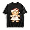 Christmas Nurse Gingerbread Man Print Casual Top Pure Cotton T-shirt