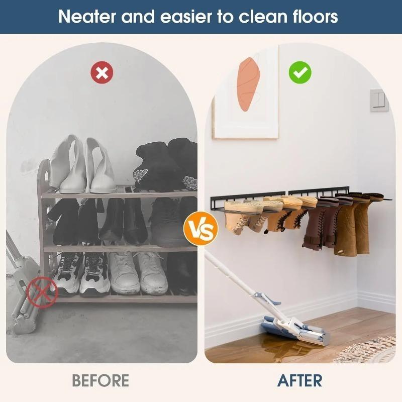 Metal Wall Mounted Shoe Rack for Boots Shoes Multifunctional Shoe Rack for Storage Drying Suitable for High Boots Denim Boots