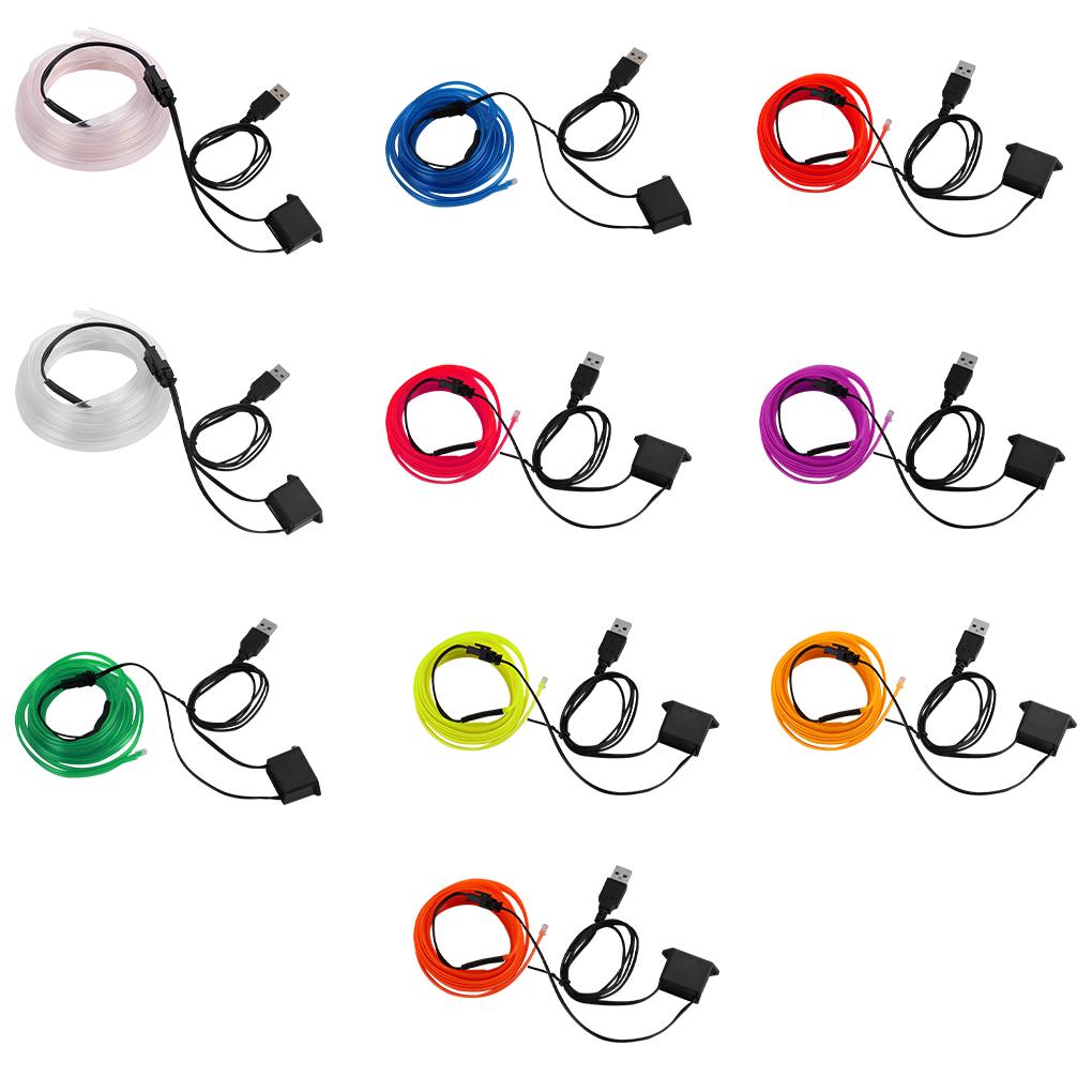 Light Strip LED Lamp Light Glow Flat Edge EL Wire String Strip Rope Tube