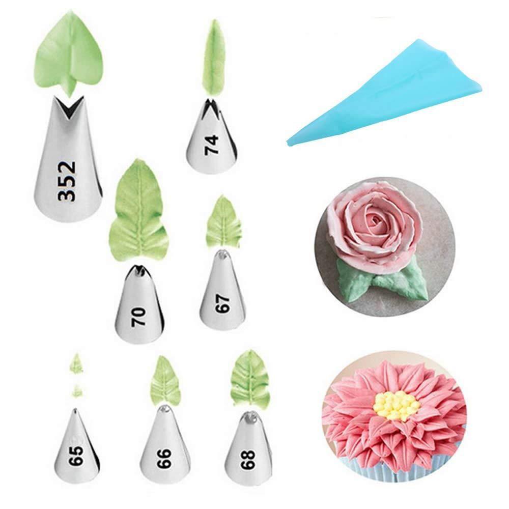 Korean Style 7-Piece Ruffle Piping Tips Set - 304 Stainless Steel Cake Decorating Kit