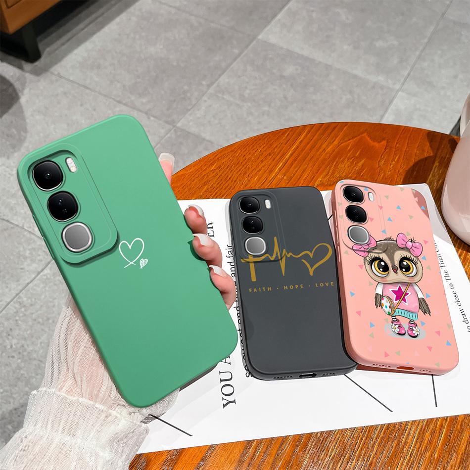 For Vivo V40 Lite V40SE Y200 Y300 Case Simple Heart Liquid Silicone Camera Protection Back Cover For Vivo V 40 Lite V40 SE Funda