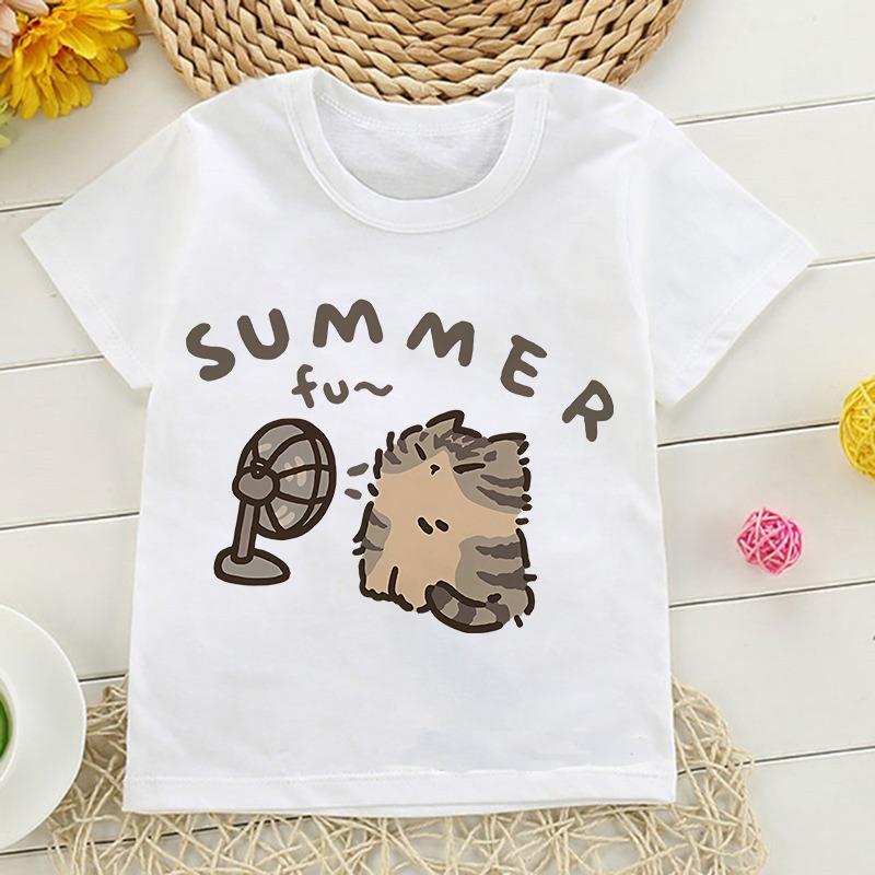 Japanese Anime Kid T Shirt Cat Kawaii Manga Children T-shirt Kids Clothes Tshirt Tops Tee Boys Girls Tee Baby Cute Y2k