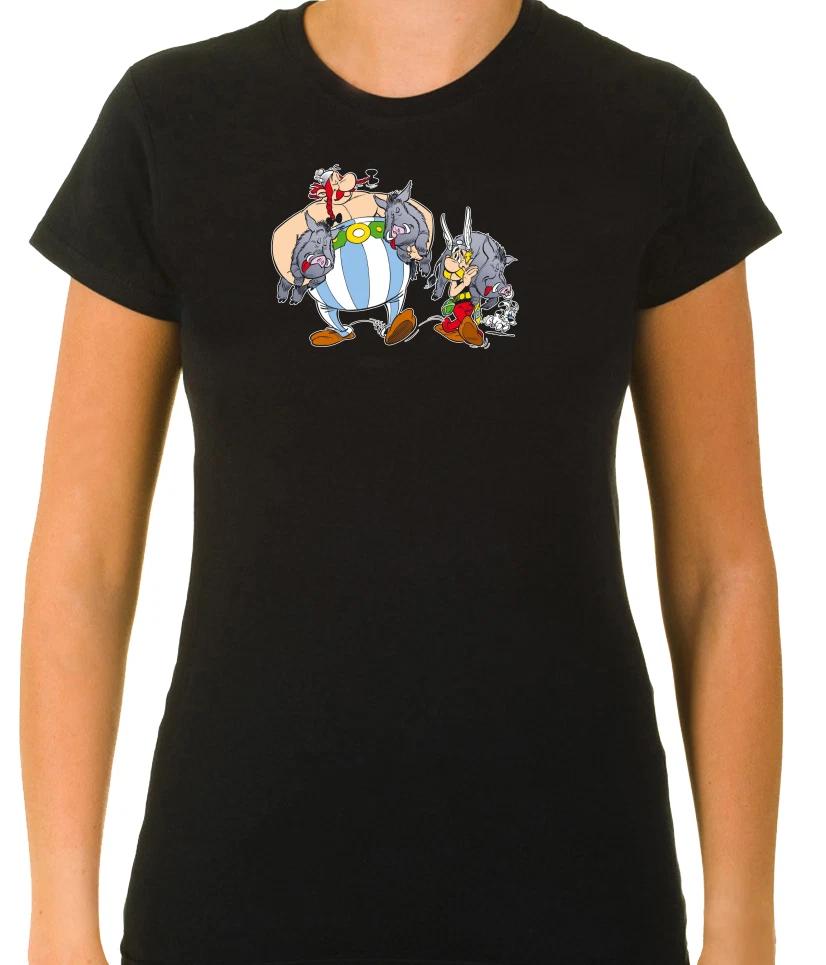 Asterix & Obelix Funny Characters 3/4 Short Sleeve T Shirt Woman K081 L