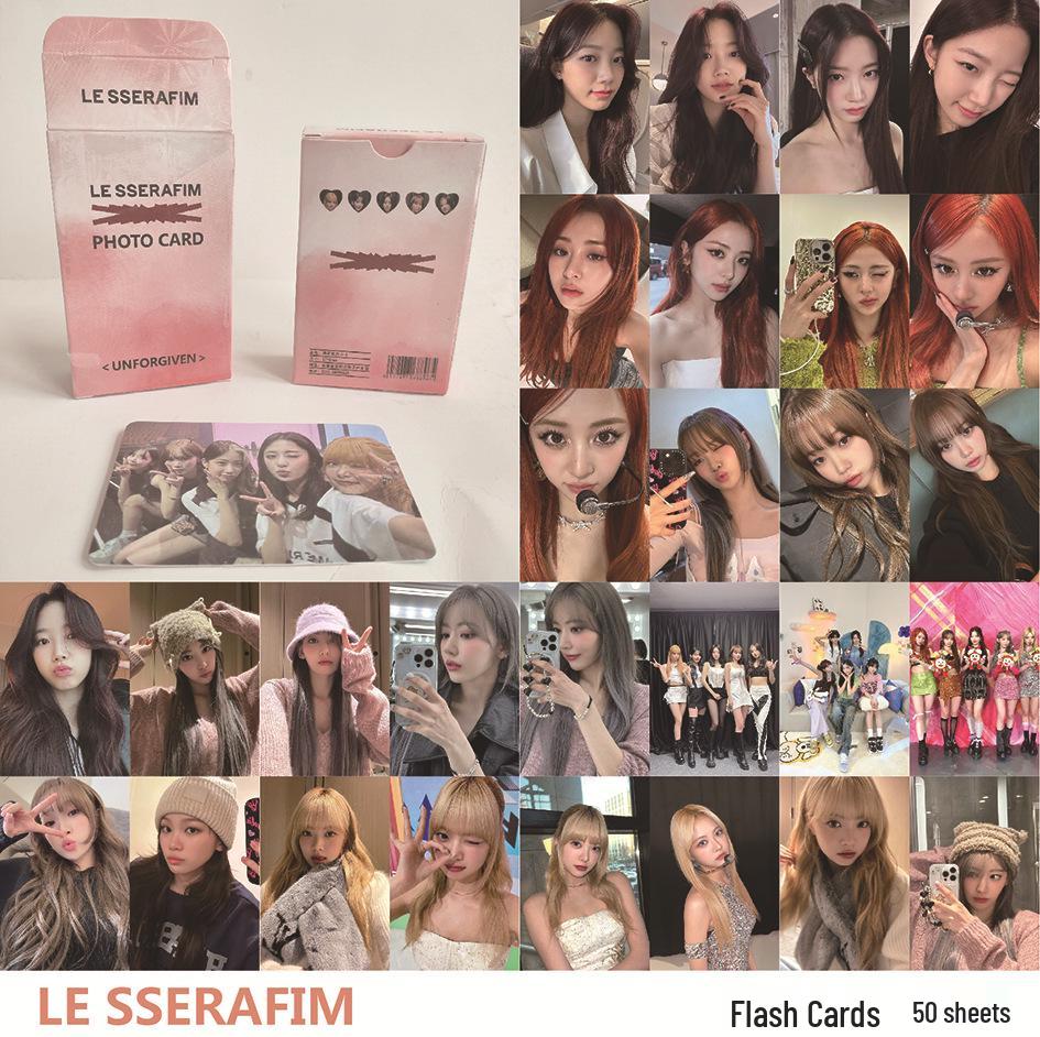 LE SSERAFIM K-Pop Star Merchandise: Sparkle Photocard Box (50 Sheets) Contact for other options