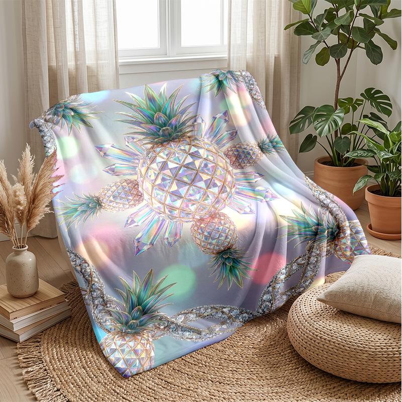 Pineapple Bubbles Rainbow Art Theme blanket Lightweight Warm Flannel Blanket Decorative Throw Blanket for Home Decoration
