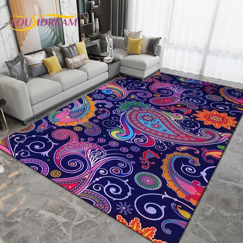 Alfombra grande con Mandala bohemio, alfombras para sala de estar, dormitorio, sofá, felpudo de entrada para cocina y baño, alfombrillas antideslizantes