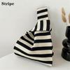 Women Girls Wave Point Knot Tote Bag Wrist Bag Knit Handbag Shopping Bags