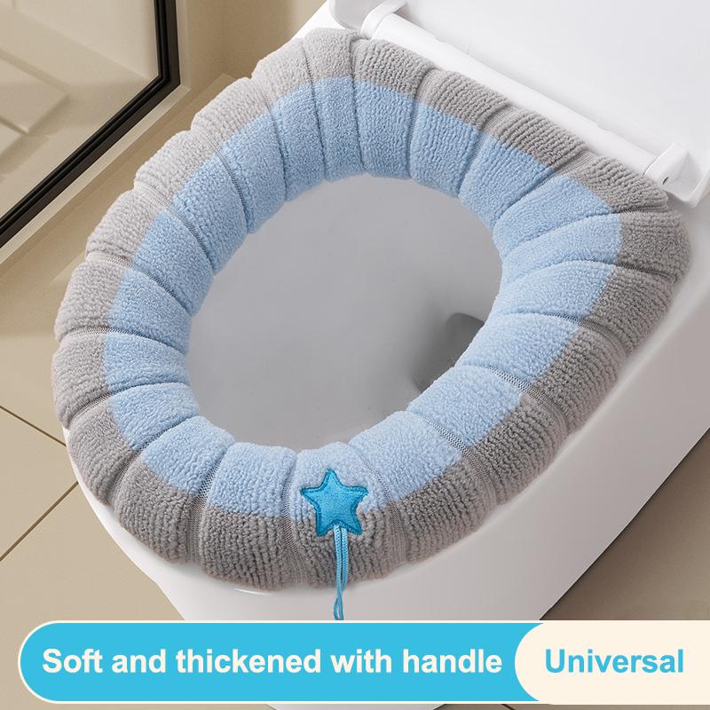 1Pc Thicker Bathroom Toilet Seat Cover Pads Soft Comfortable Toilet Seat Cushion Cover Stretchable Toilet Seat Warmer Easy Inst