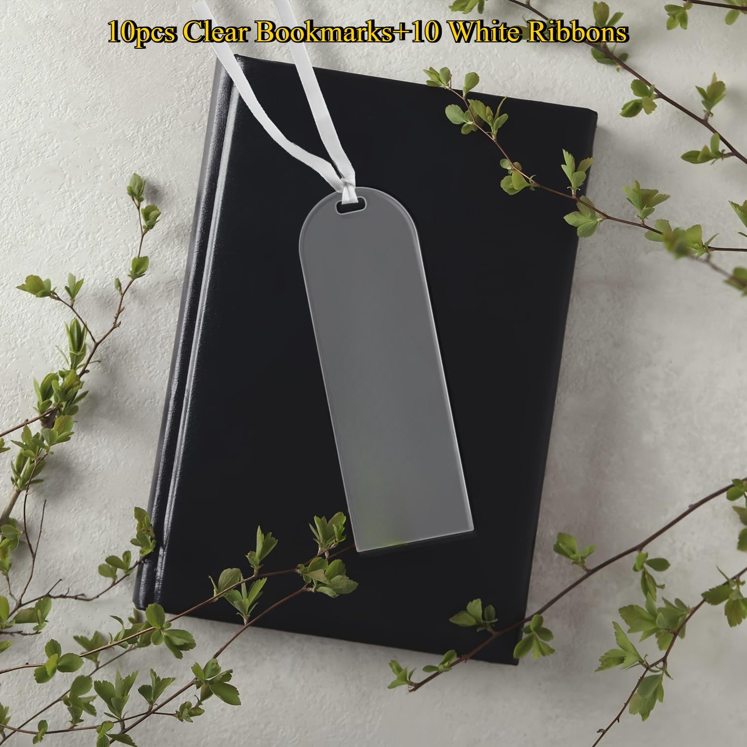 

20 шт./набор из 10 закладок + 10 белых лент, прозрачные акриловые закладки - пустые пластиковые закладки для поделок с отверстиями для подвешивания для проектов «сделай сам», Рождество, 10pcs Bookmarks+10 White Ribbons