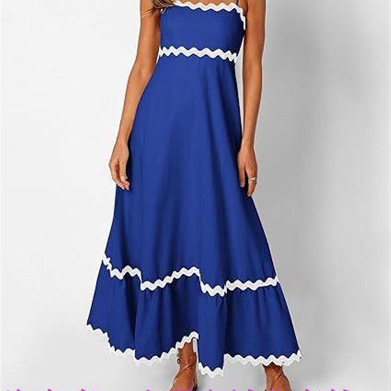 

Женское платье миди без рукавов со сборками на кулиске и кружевом Blue M