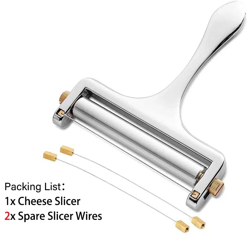 Cheese Slicers Adjustable Thickness Heavy Cheese Cutters with Wires for Soft Semi-Hard Cheese Butter 1-4 Cutting Wires Included