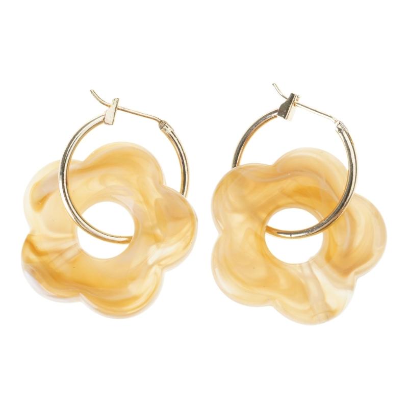 

Красочные акриловые серьги-капли из смолы в виде цветка, золотистые круглые серьги-кольца с полым кругом для женщин, девушек, ювелирное украшение в подарок