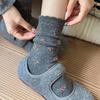Women's Socks Winter Thicken New Retro Fashion Korean Style Warm Socks Casual Novelties Sweet Long Ladies Flower Socks Comfort