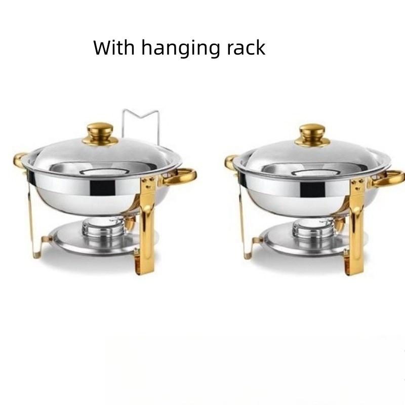 Alcohol Stove Large Capacity Circular Gold-plated Insulated Heating Furnace Hotel Restaurant Stainless Steel Buffet Stove