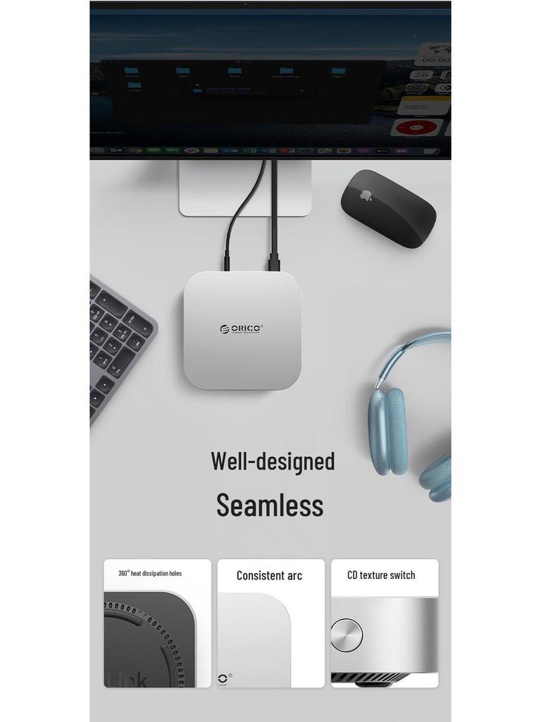 Orico Macmini M4 Docking Station with M.2 Drive Box, Thunderbolt 3/4 Compatibility & Desktop Expansion