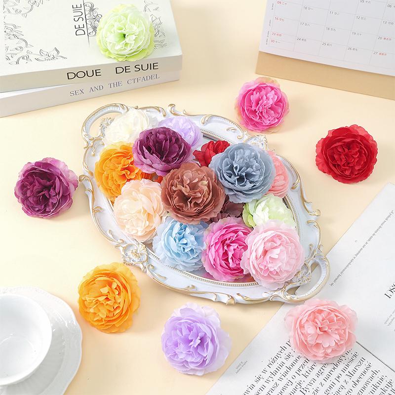 5/10Pcs 7.5cm Silk Peony Artificial Flowers Heads for Home Party Wedding Decor Accessories Garden Crafts Manual Christmas Wreath