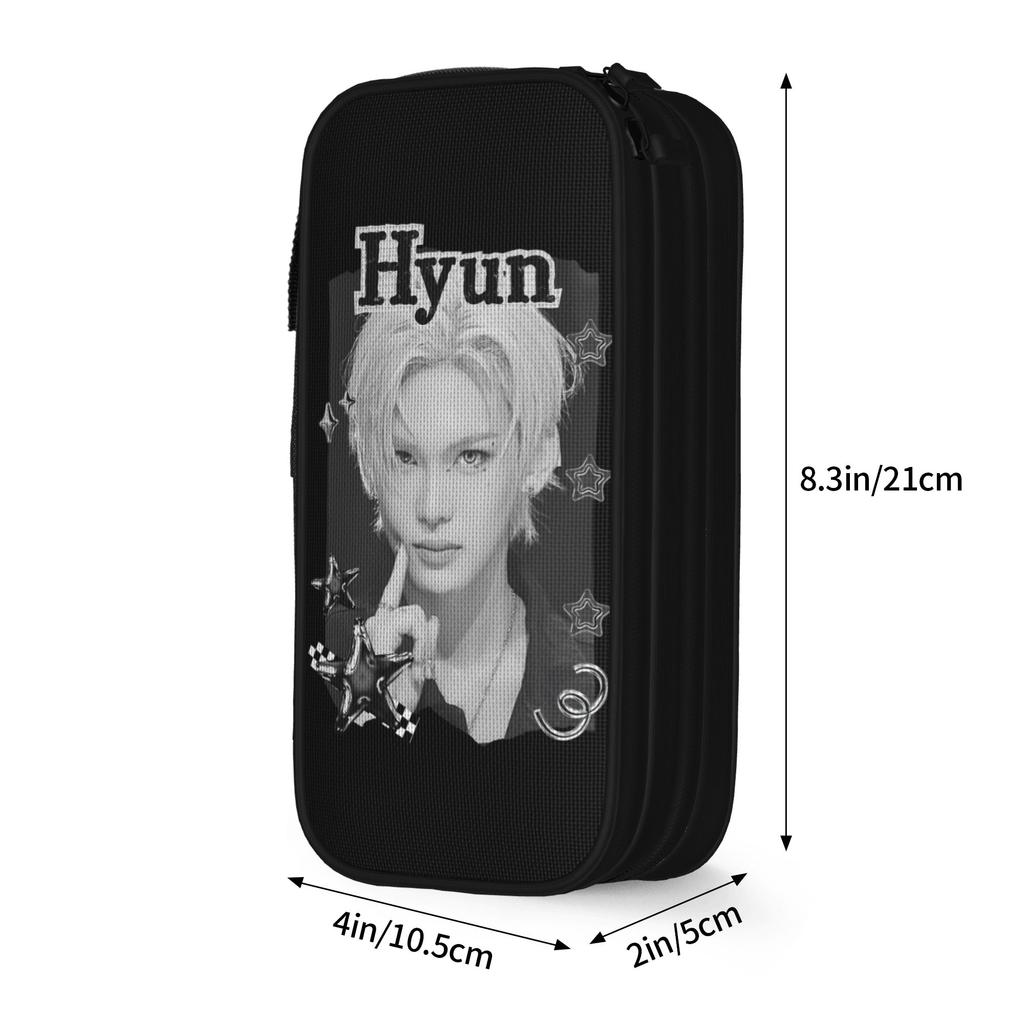 Hyun Kpop Group X-XLov Pencil Cases Fashion Pen Holder Bag Student Large Storage School Supplies Zipper Pencil Pouch