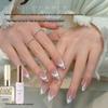 Translucent White Cat Eye Gel Nail Polish with Sparkling Outline