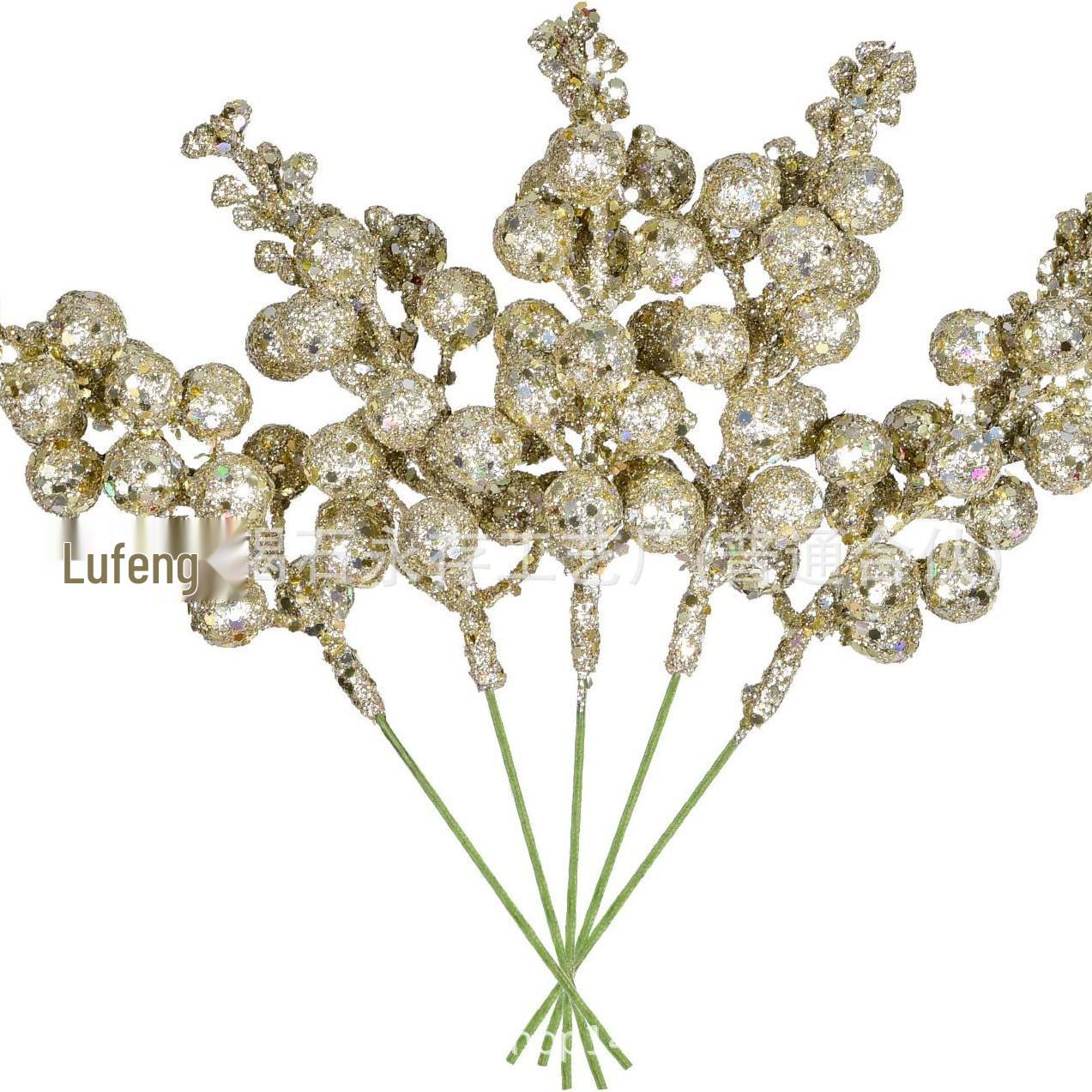 

15-Piece Pink-Gold Christmas Decoration Bouquet with Berries 12 heads with stem шампанского