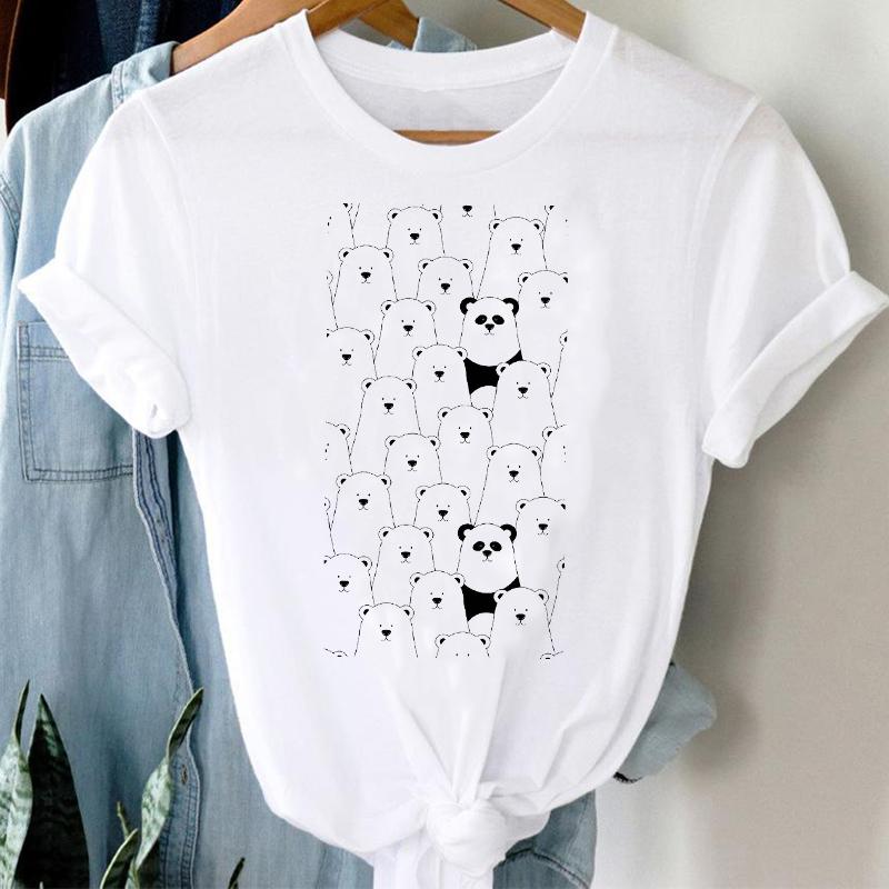 ZX TEE Cute cartoon koala print ladies T-shirt Panda Girl Animal Clothes Panda Cartoon Stylish Tshirt Top Animal Lovers shirt gift
