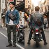 IJUN Men's Vintage Body Bag - Handmade Vegetable-Tanned Leather, Size Small
