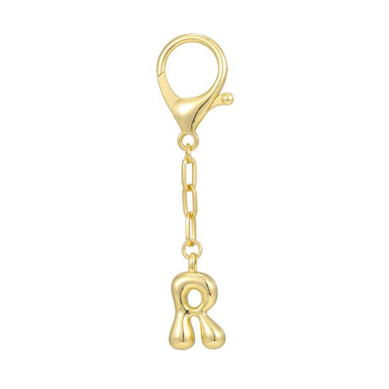 Letter Keychain Mini 3D Alphabet Charm Matte Glossy Golden Plating Key Chain with Lobster Clasp Bags Keys Bracelets Accessories