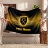 West Ham United Fußball Personalisierte Fleecedecke Mit Fußball Logo, Benutzerdefinierter Name Text Weich Warm Zuhause Überwurfdecke