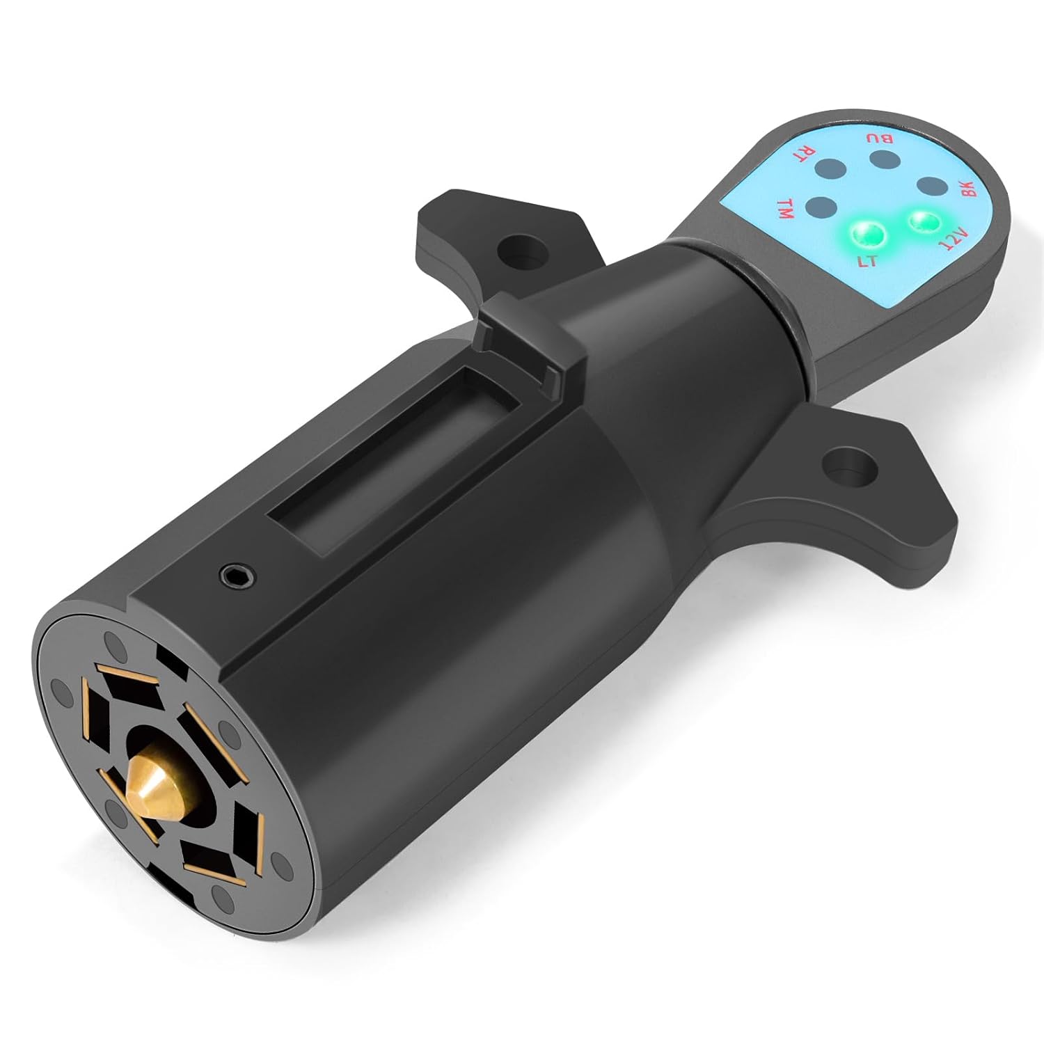 Тестер 7-контактного штекера прицепа, 7-контактный тестер проводки для RV, Круглый тестер габаритных огней прицепа для грузовика, пикапа, буксировки, Коннектор 12В с лезвиями для тормозных проводов прицепа