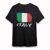 Men's Classic T-Shirt Italian Flag Brushstroke Tee Short Cotton Oversize Black