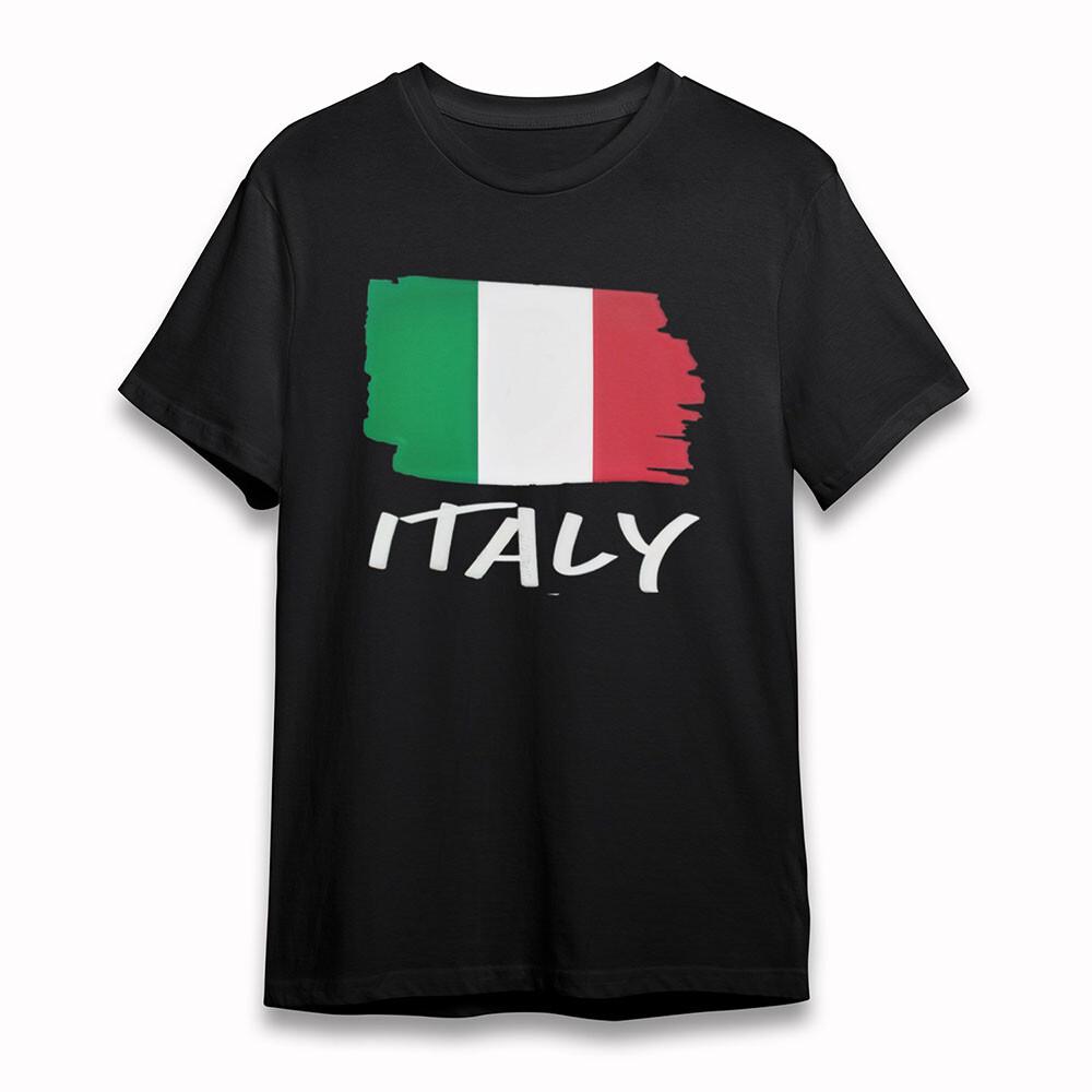 

Men s Classic T-Shirt Italian Flag Brushstroke Tee Short Cotton Oversize Black 4XL