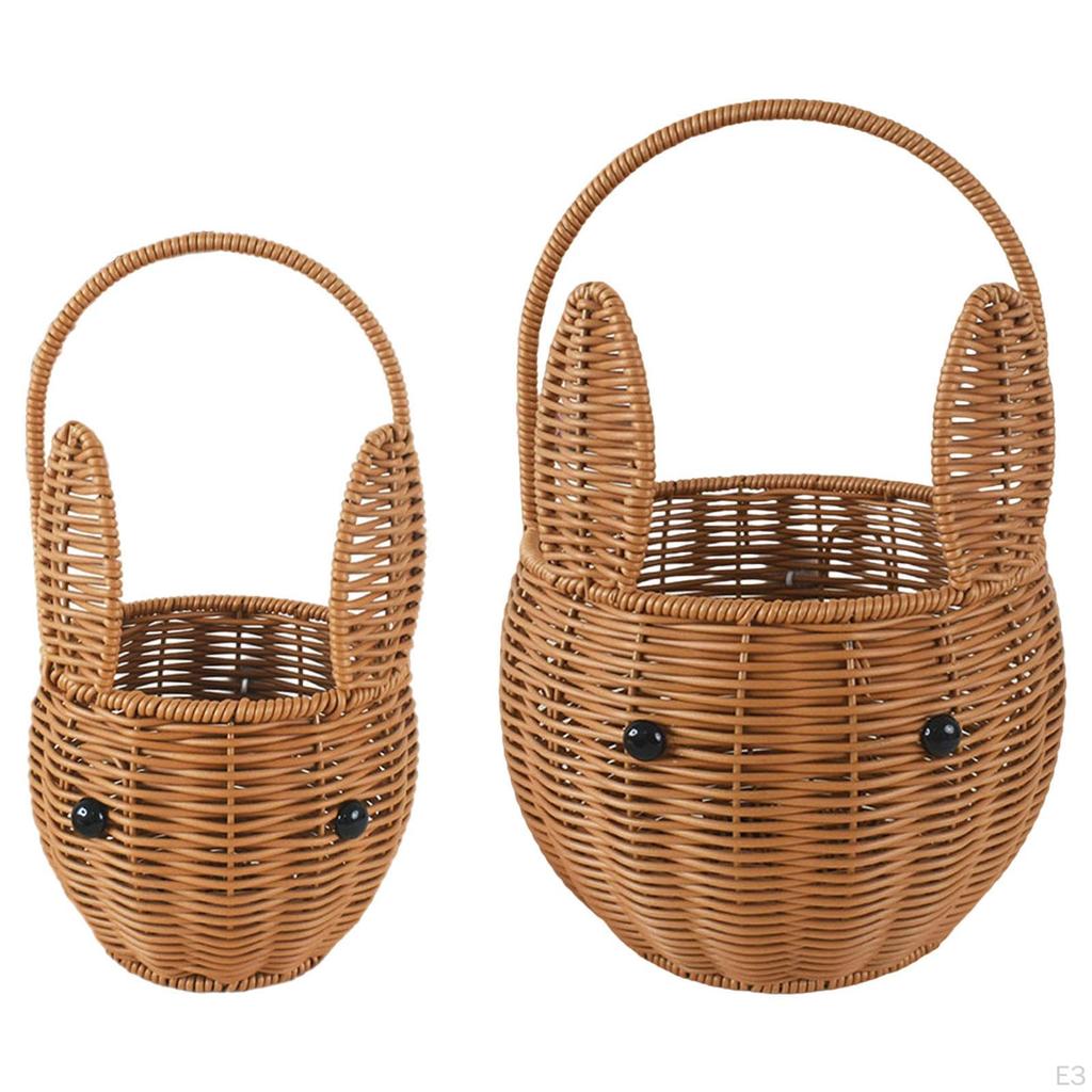 Coșuleț Portabil Container Formă de Iepuraș Capacitate Mare Coșuri Împletite Rustice pentru Organizarea Gustărilor