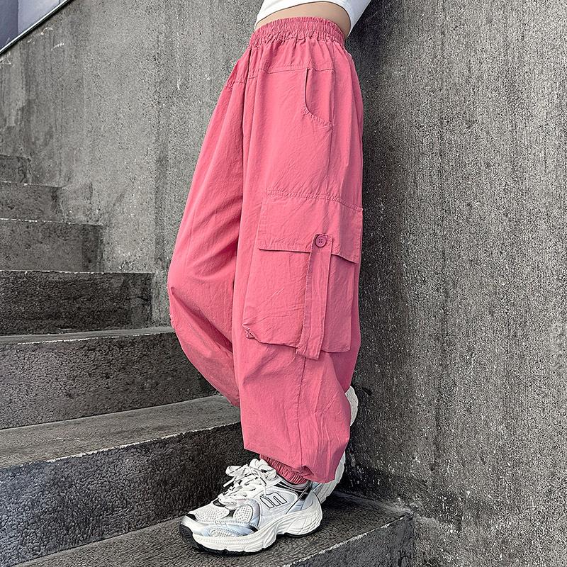 Modische Sommer Kinder Fallschirm Cargo Hosen für Kinder Teenager Sport Schweißhosen Mädchen Street Style Hip Hop Hosen 5-14J