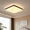 Zen Song Dynasty Walnut Solid Wood Ceiling Light with Fabric Shade