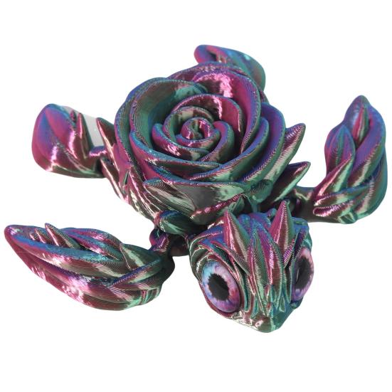 

3D-печатная фигурка черепахи из роз, подвижные суставы, фигурка морской черепахи из цветов темно-зеленого